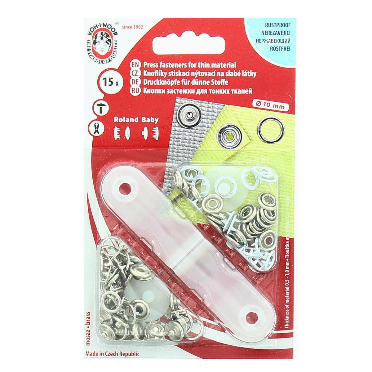 Boite de 15 boutons pression jersey Blanc avec outil 9,7 mm