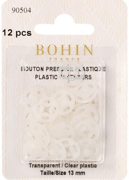 Boutons pression ronds à coudre en plastique transparent 13 mm Bohin