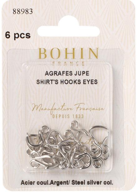 Agrafes de fermeture pour jupes argent Bohin