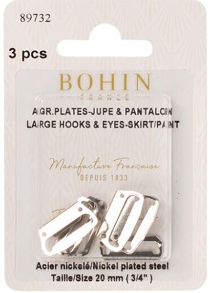 Agrafes de fermeture plates pour jupes 20 mm argent Bohin