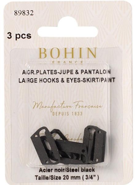 Agrafes de fermeture plates pour jupes 20 mm noir Bohin