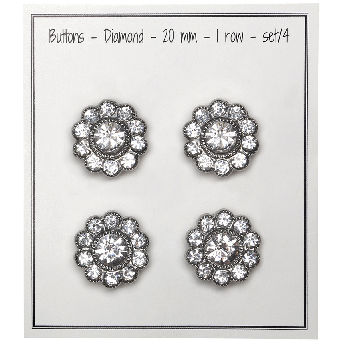 Set of 4 diamond rhinestones 20 mm - white