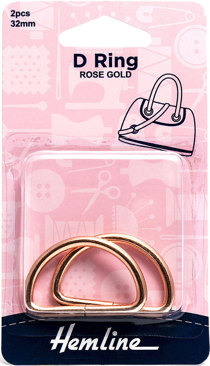 Set de 2 anneaux en D - Or rose 32 mm