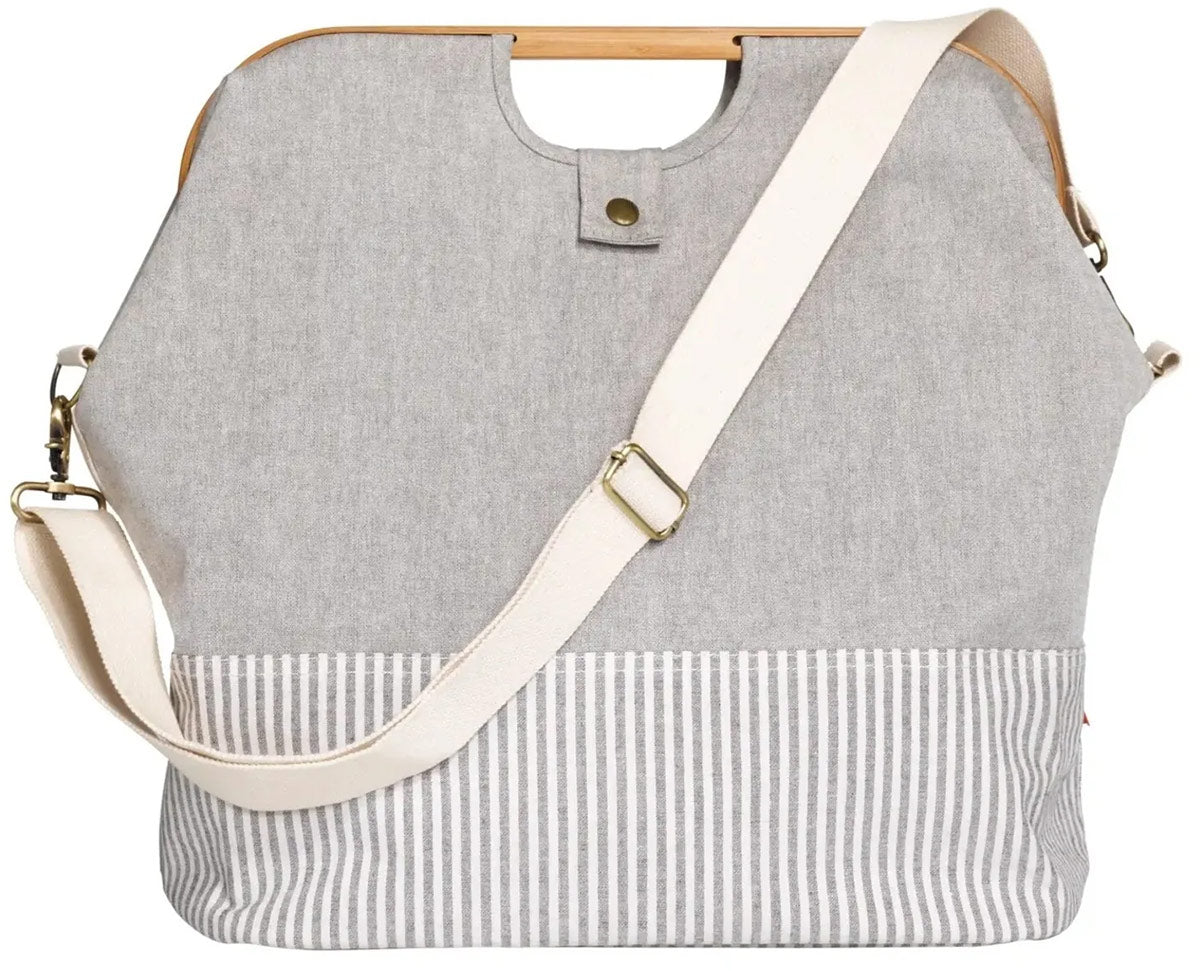 Sac canevas et bambou gris S