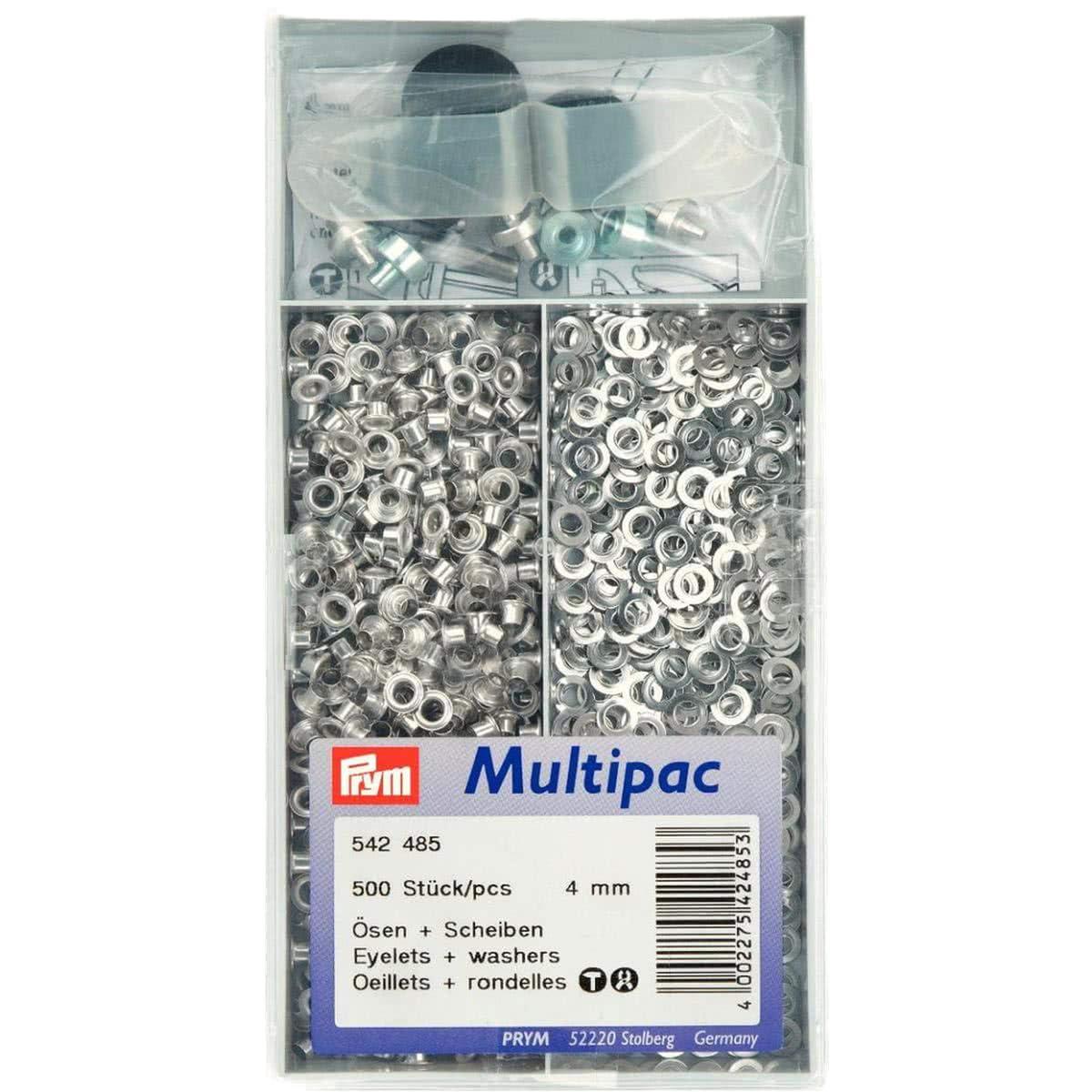 Multipac de 500 oeillets avec rondelles 4 mm - Argent