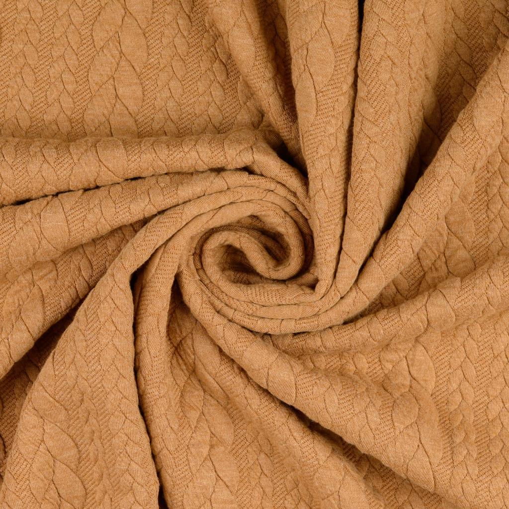 Tissu sweat torsade - Camel