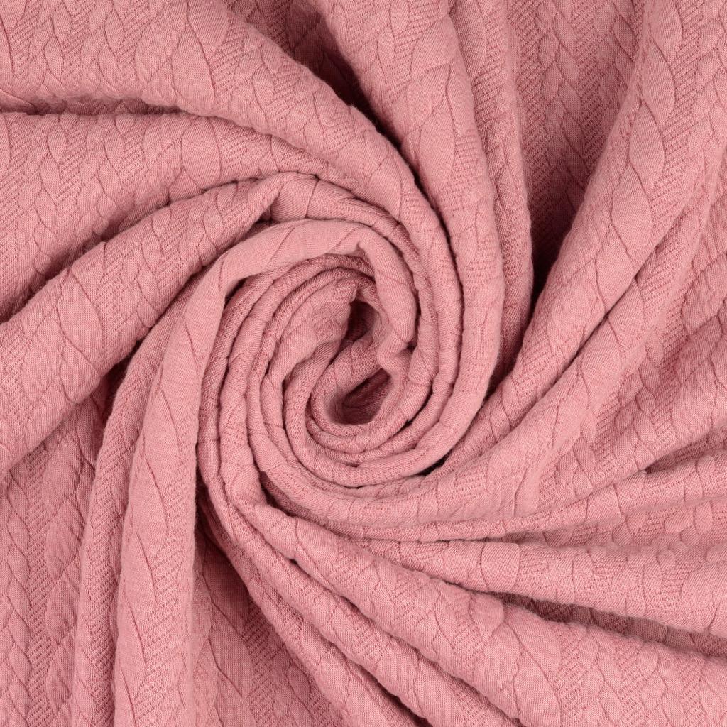 Tissu sweat torsade - Vieux rose