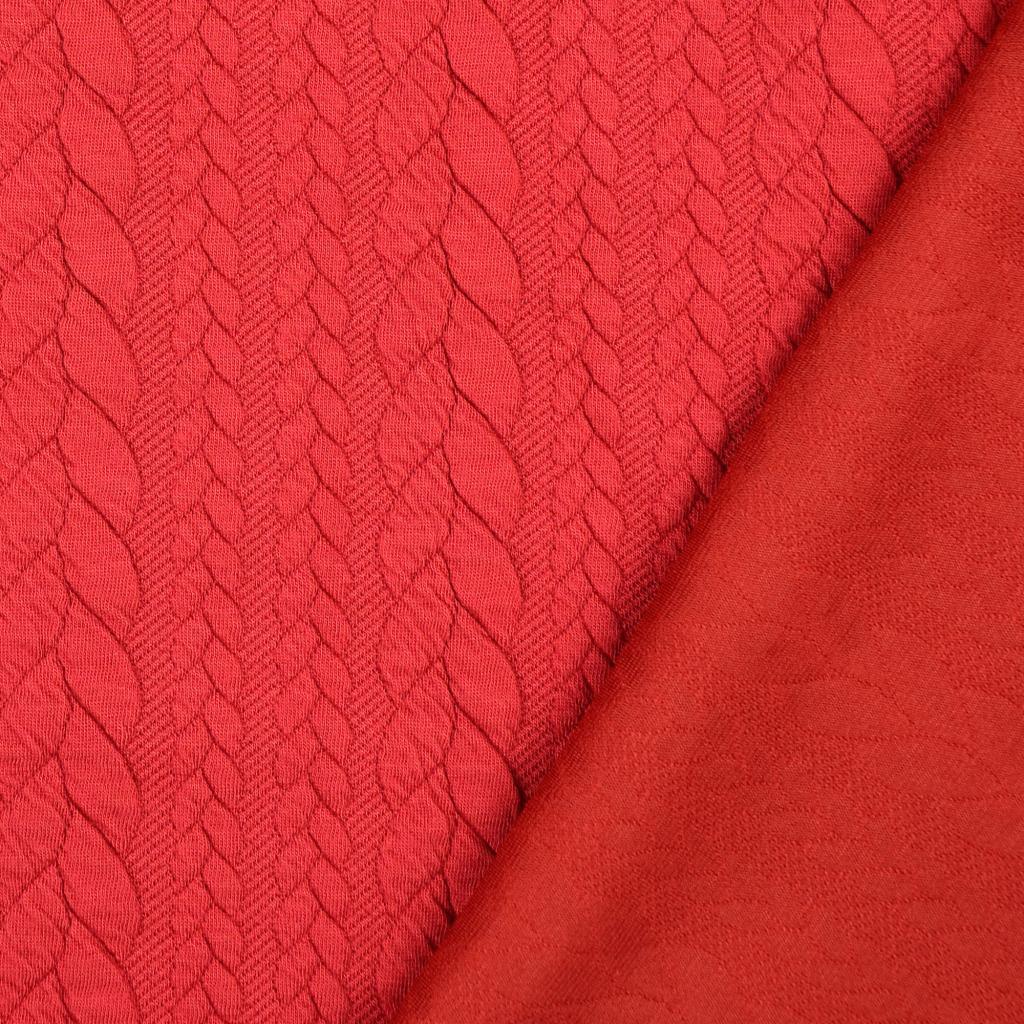 Tissu sweat torsade - Rouge foncé