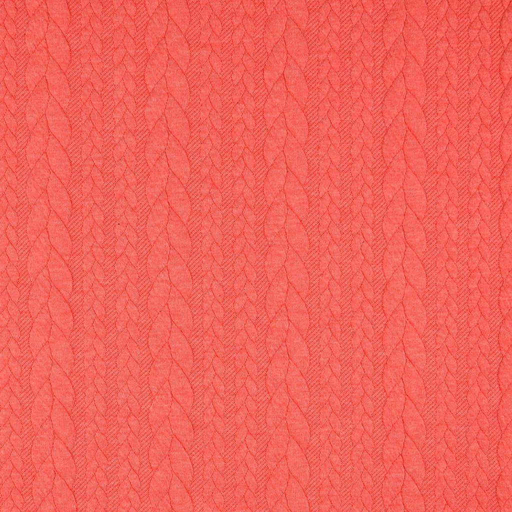 Tissu sweat torsade - Corail