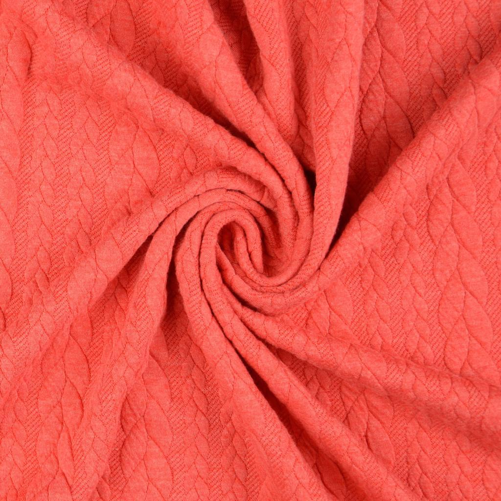 Tissu sweat torsade - Corail