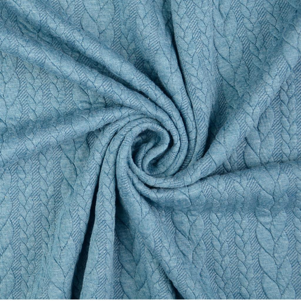 Tissu sweat torsade - Bleu pétrole