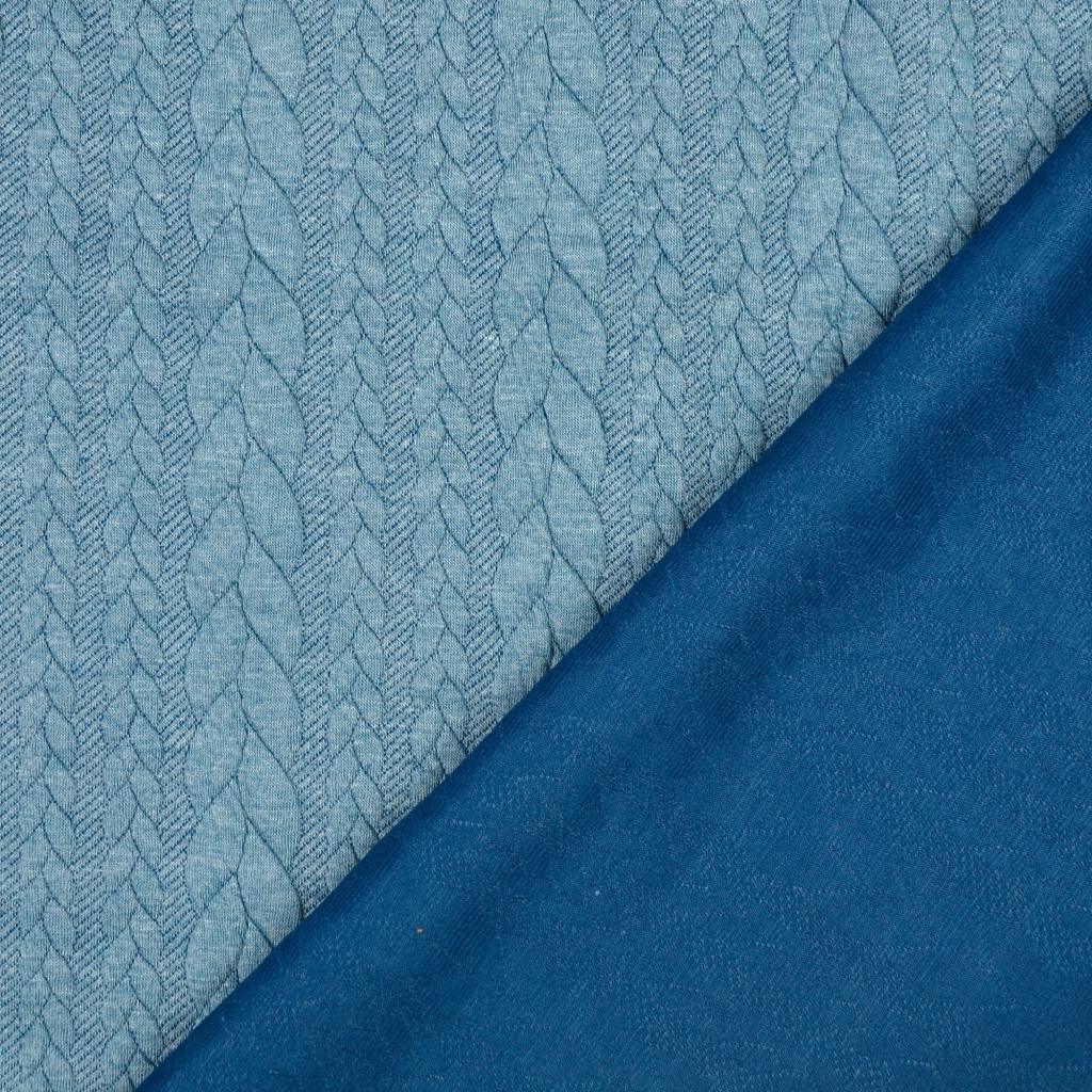 Tissu sweat torsade - Bleu pétrole