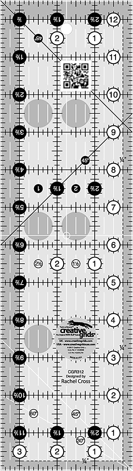 Règle rectangle quilting 3.5" x 12.5" Creative Grids