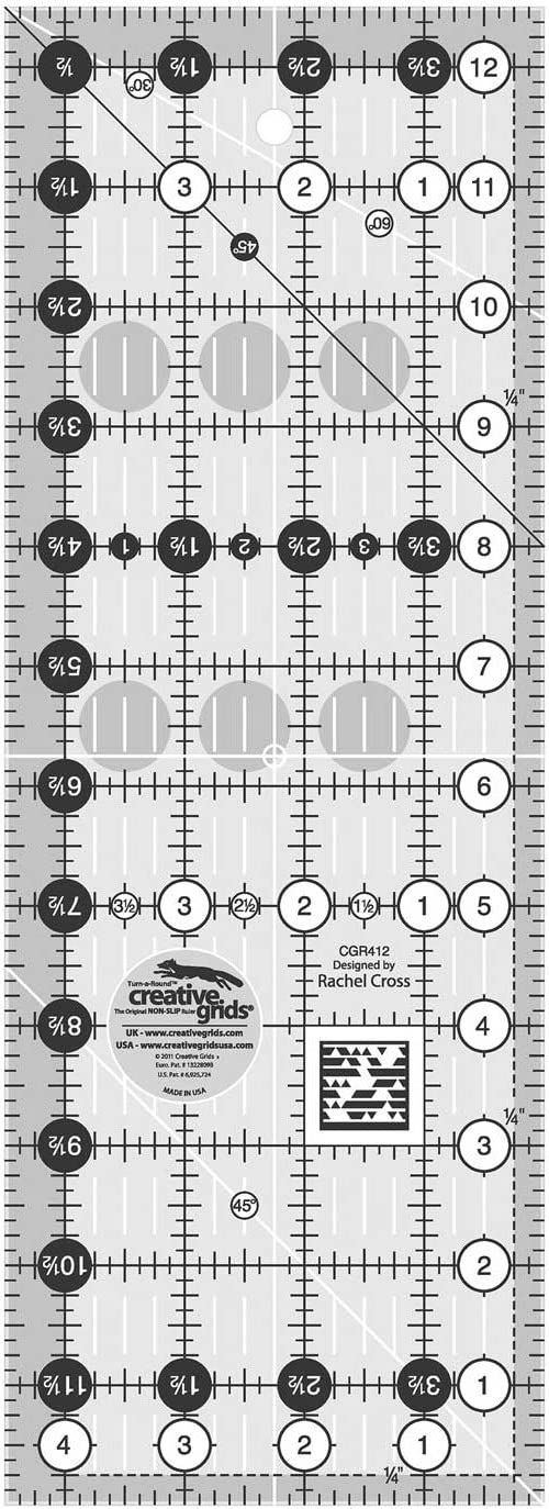 Règle rectangle quilting 4.5" x 12.5" Creative Grids