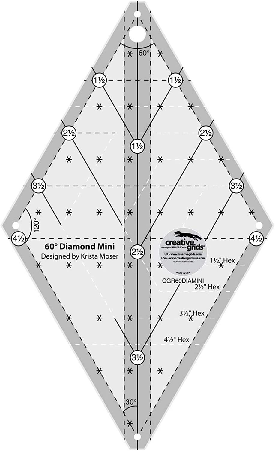 Diamond Mini 60 ° Creative Grid Quilting Rule