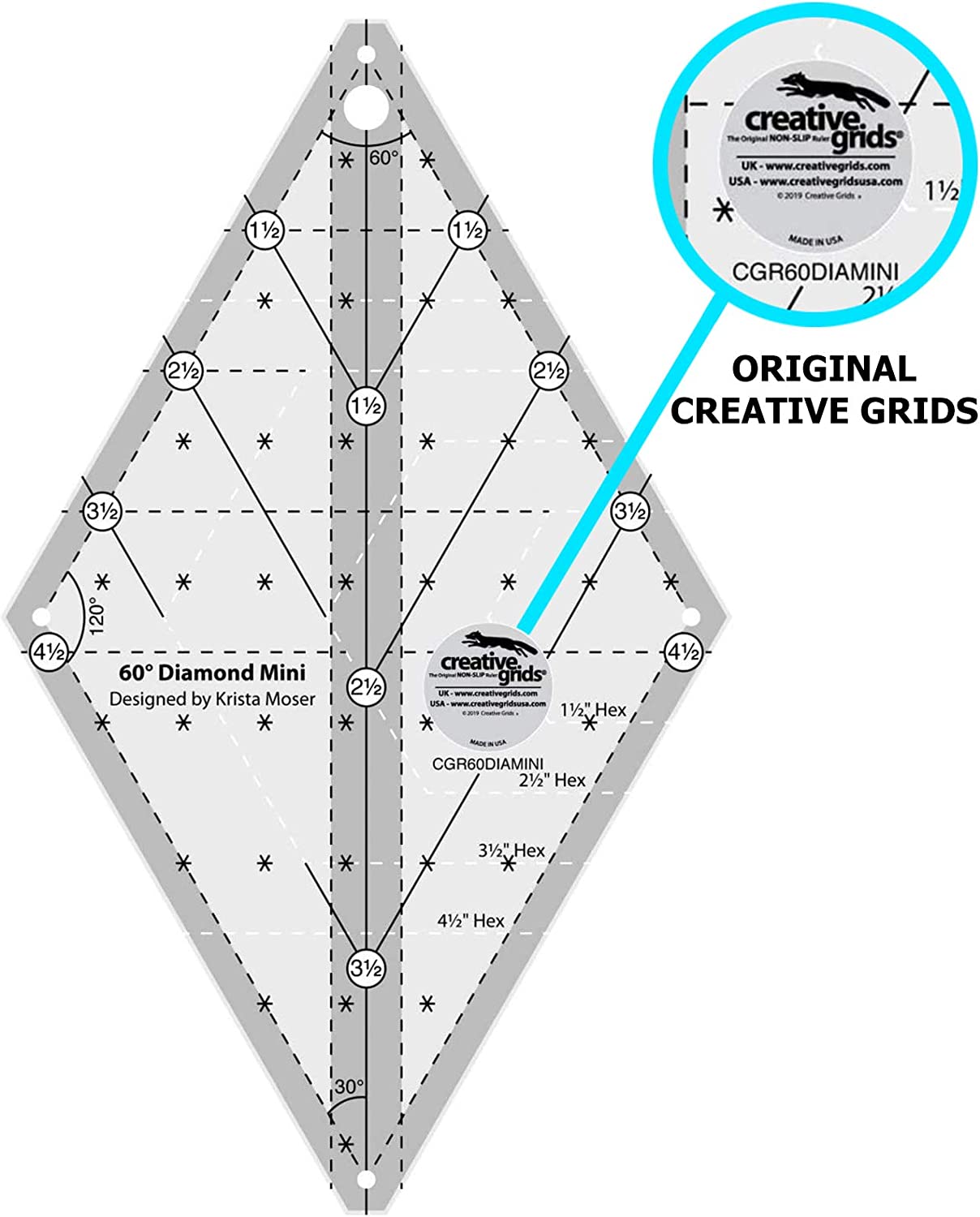 Règle quilting Diamond Mini 60° Creative Grids