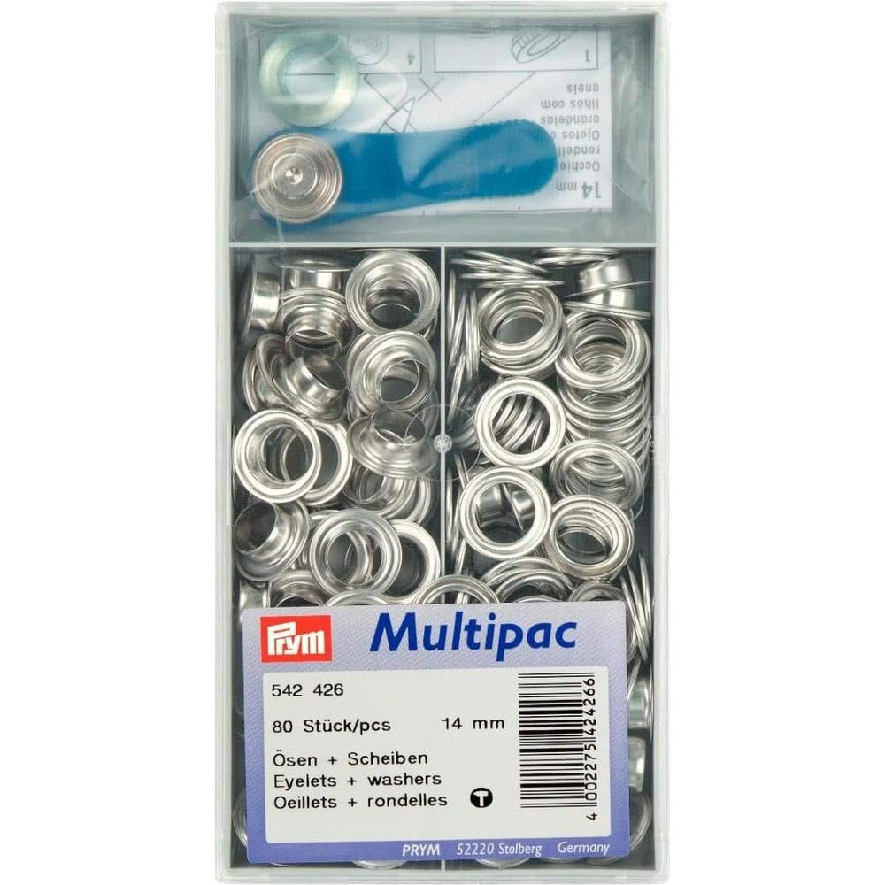 Multipac of 80 eyelets with 14 mm - silver washers