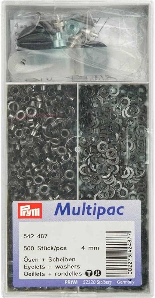 Multipac of 500 eyelets with 4 mm - black rings