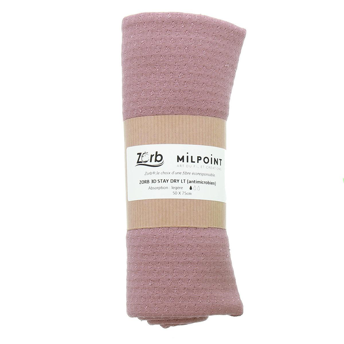 Coupon tissu absorbant léger Zorb 3D Stay Dry antimicrobien 50 x 75 cm - Vieux rose