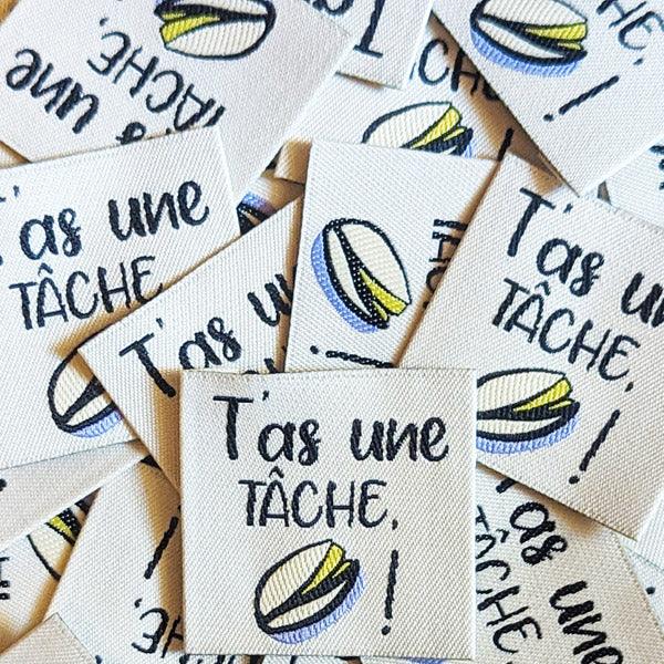 Lot de 6 étiquettes tissées - T´as une tache Pistache