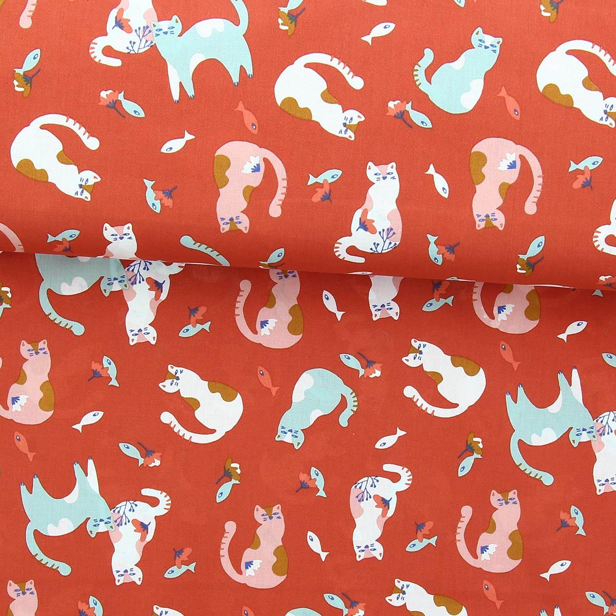 Cotton poplin fabric - Cat