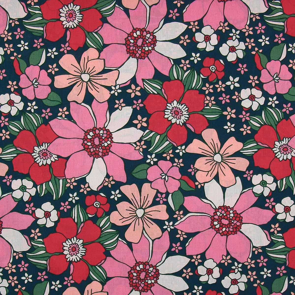 Cotton poplin fabric - Red Sunflower