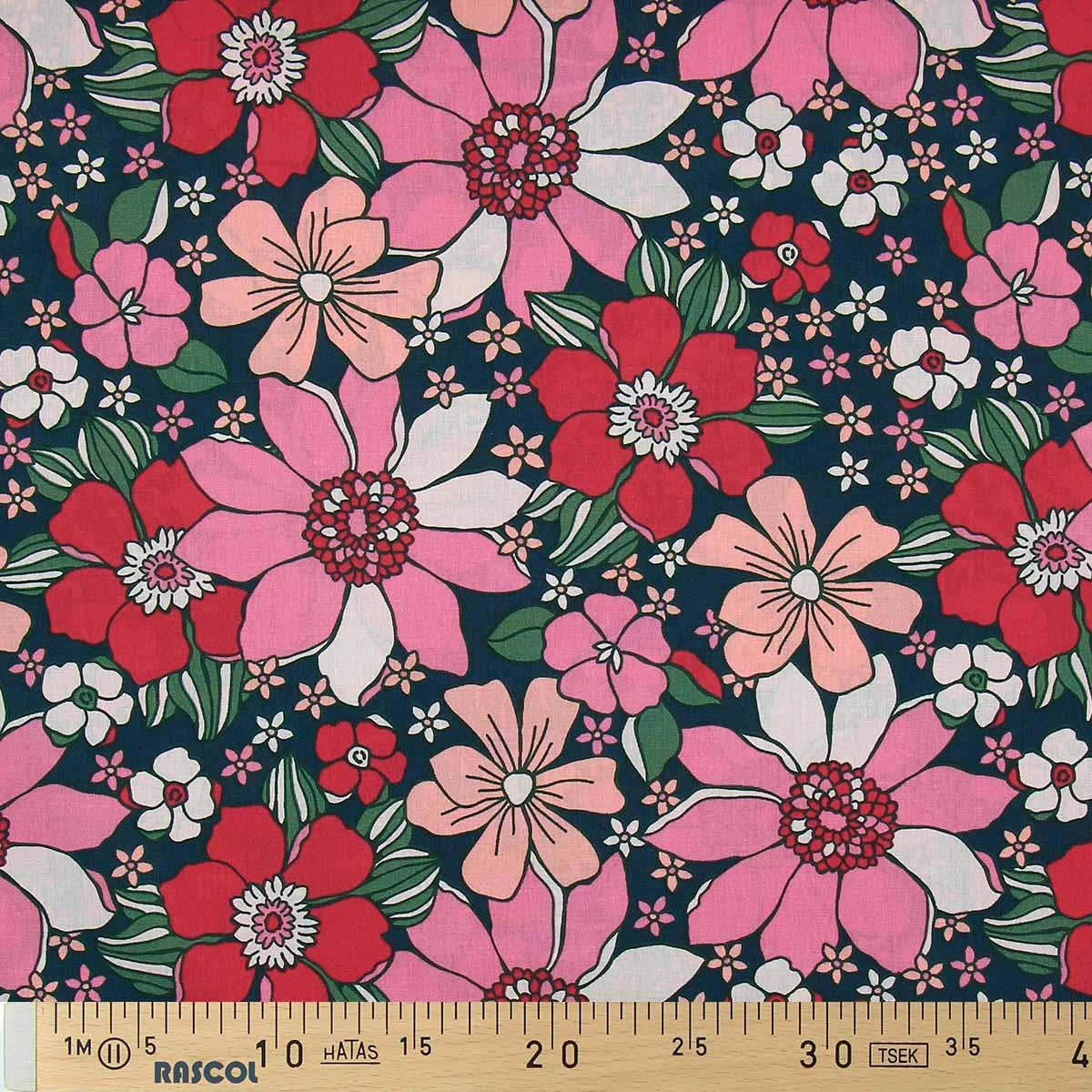 Cotton poplin fabric - Red Sunflower