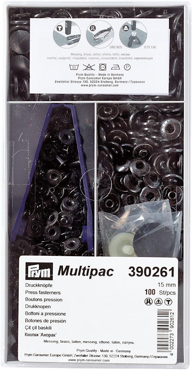 Multipac de 100 boutons pression Anorak - Bruni 15 mm