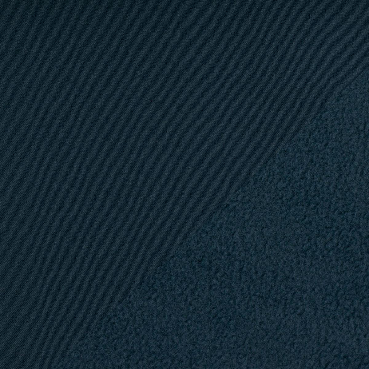 Tissu softshell déperlant envers micro polaire - Bleu denim