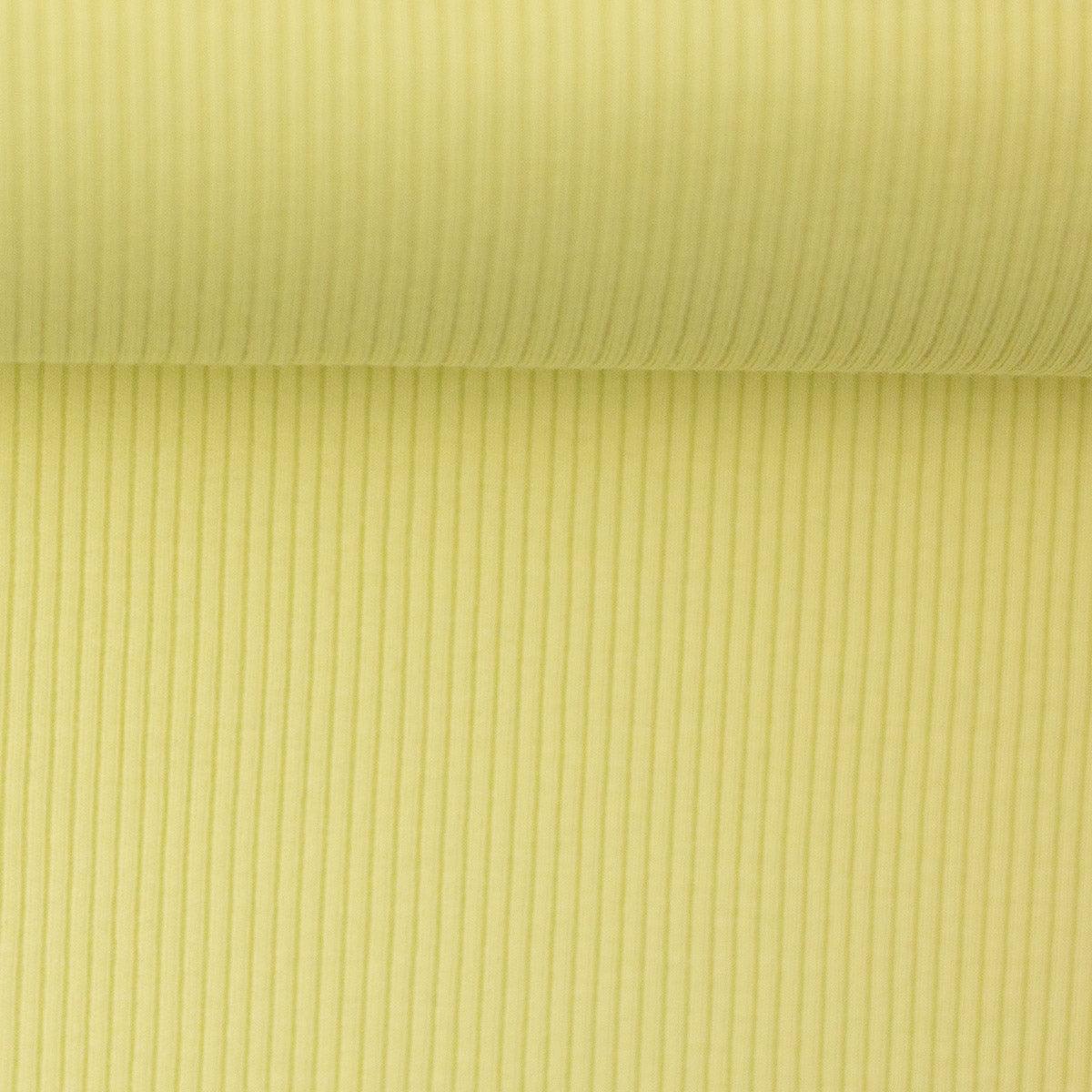 Tissu jersey coton maille fine côtelé - Jaune