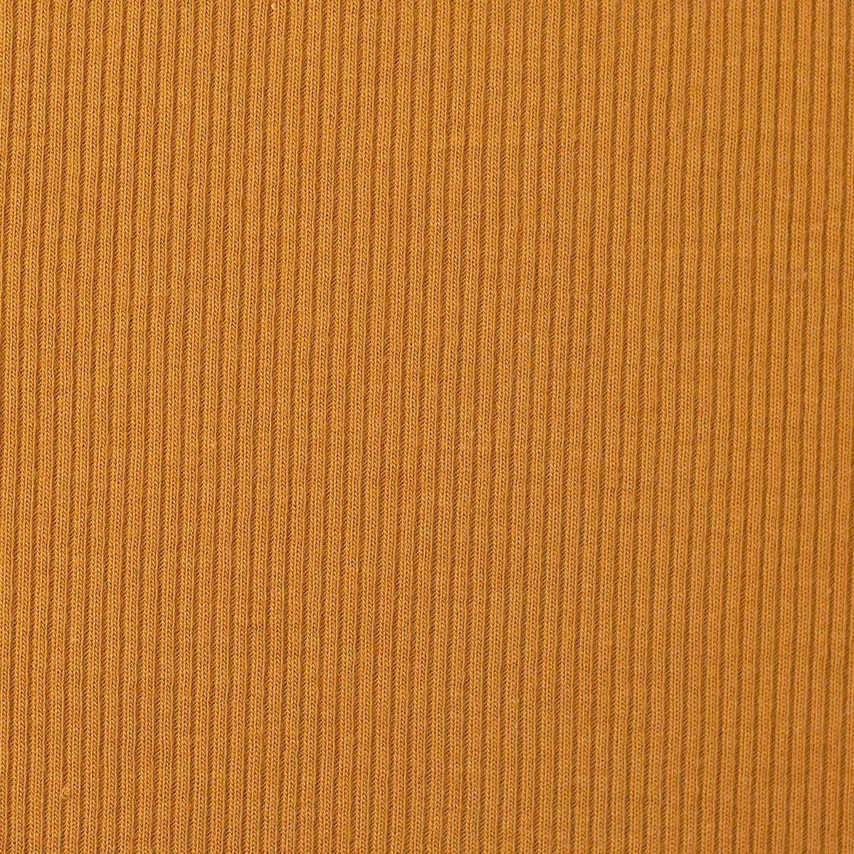 Tissu jersey coton maille fine côtelé - Jaune ocre