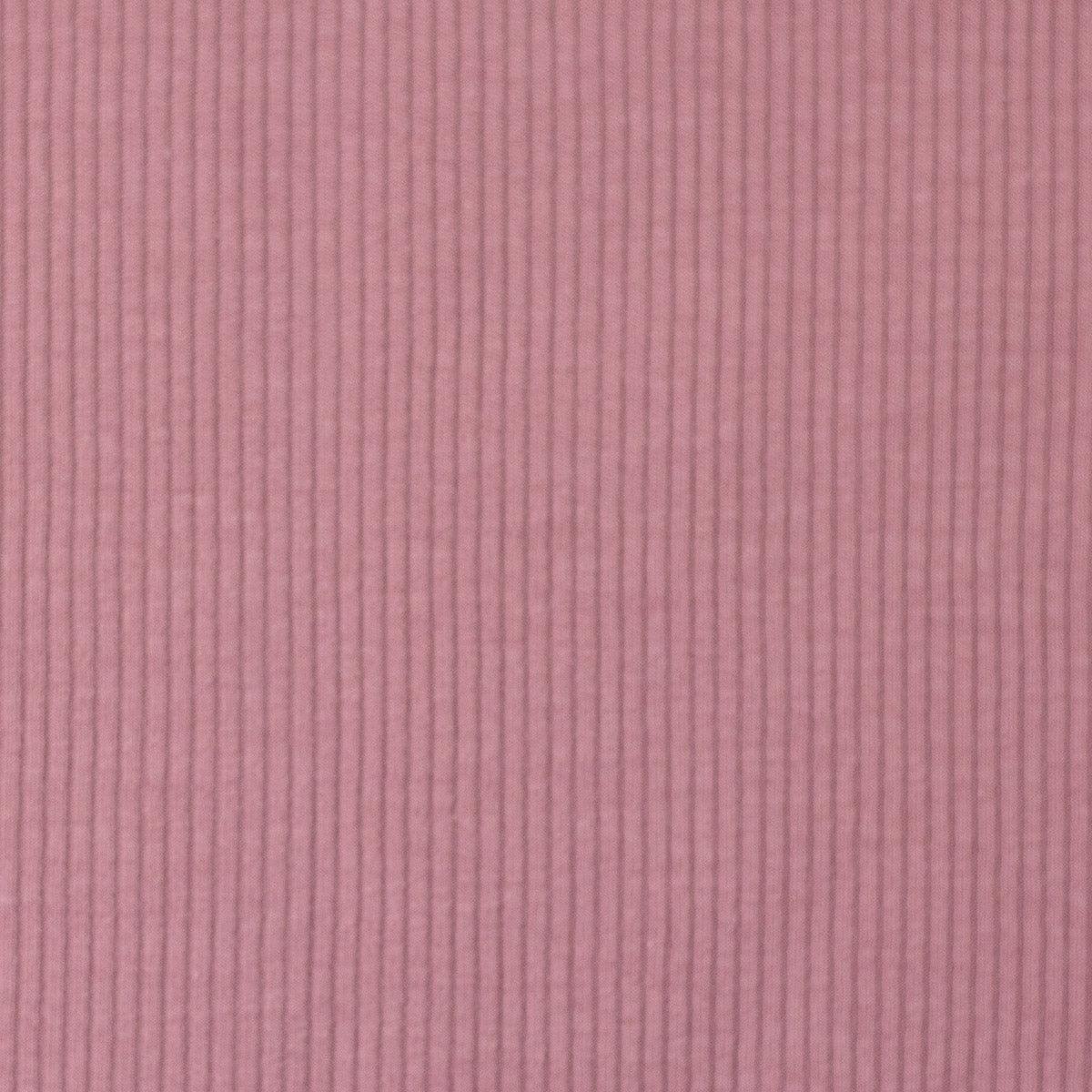 Tissu jersey coton maille fine côtelé - Bois de rose