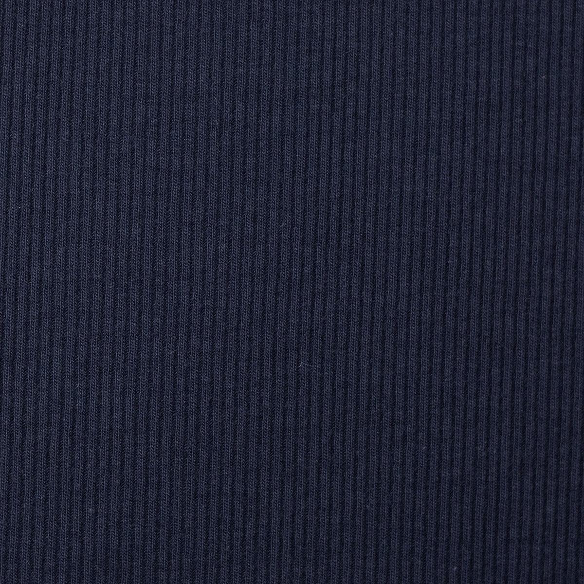 Tissu jersey coton maille fine côtelé - Bleu marine