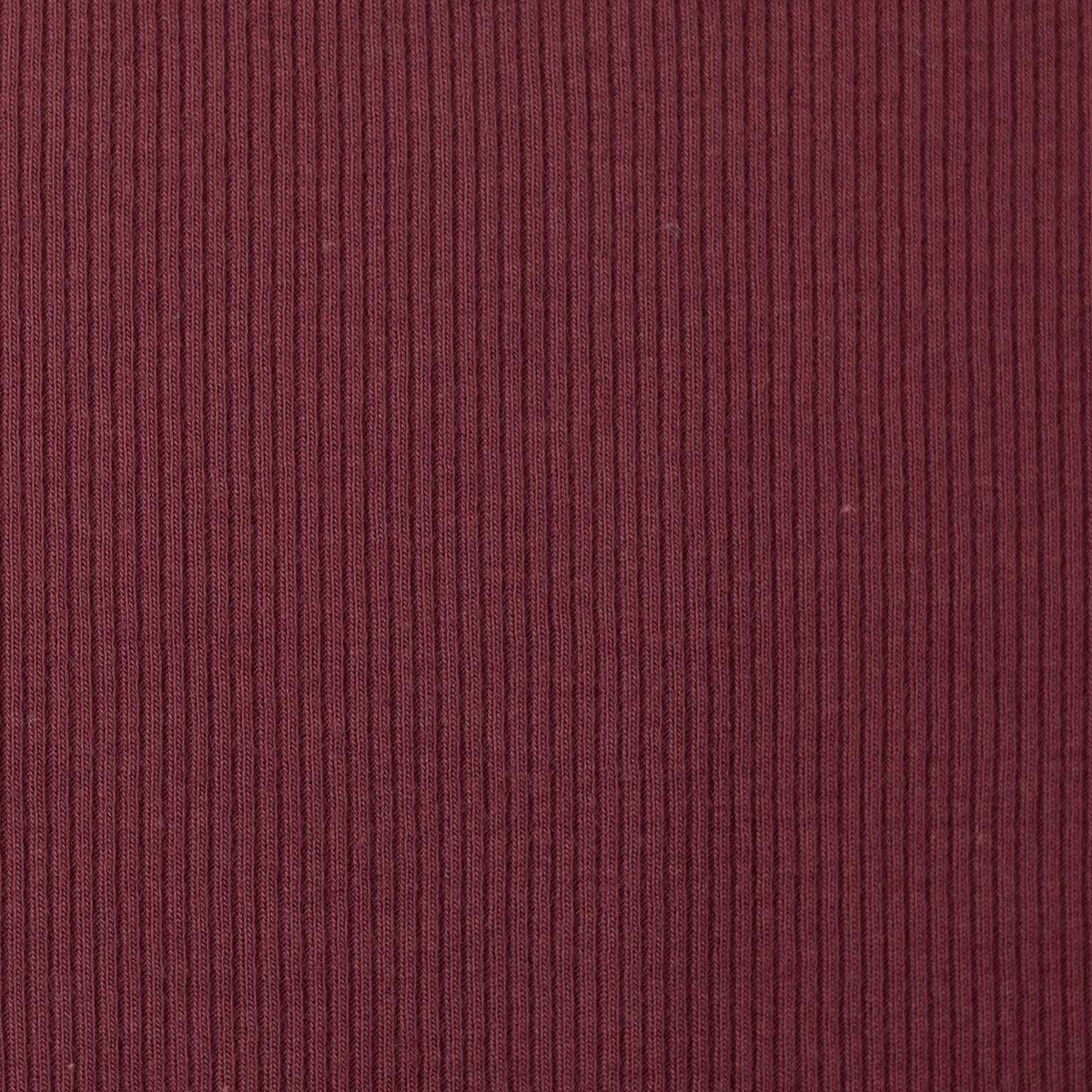 Tissu jersey coton maille fine côtelé - Bordeaux