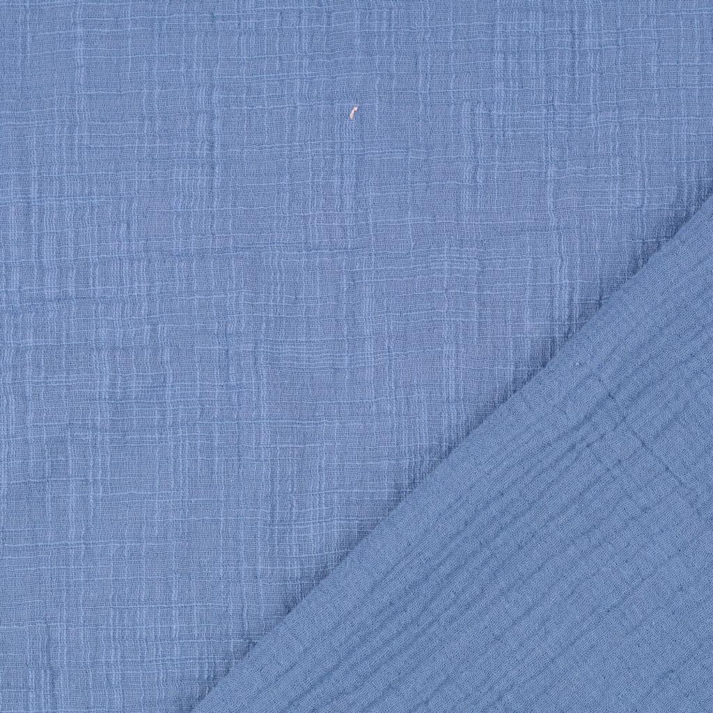 Tissu double gaze de coton Vintage - Bleu jeans