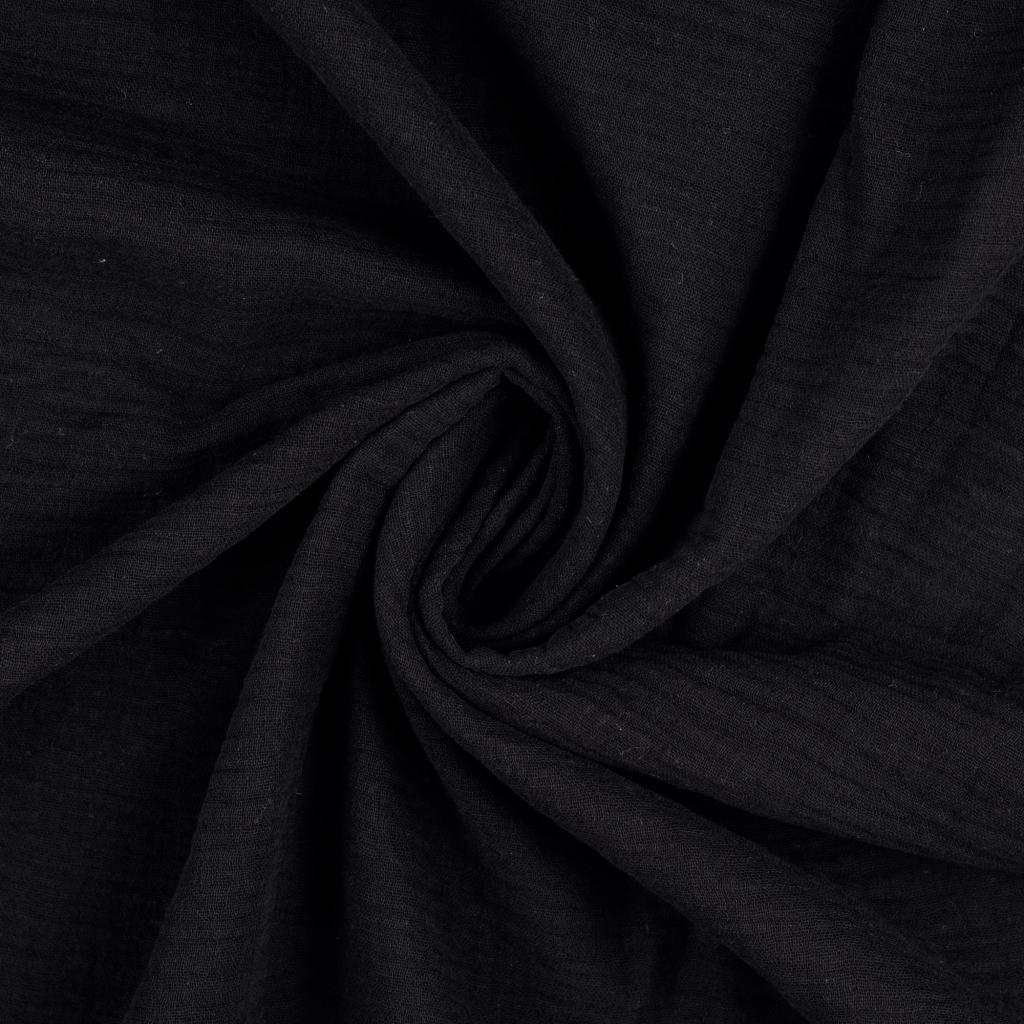 Double fabric of vintage cotton gauze - black