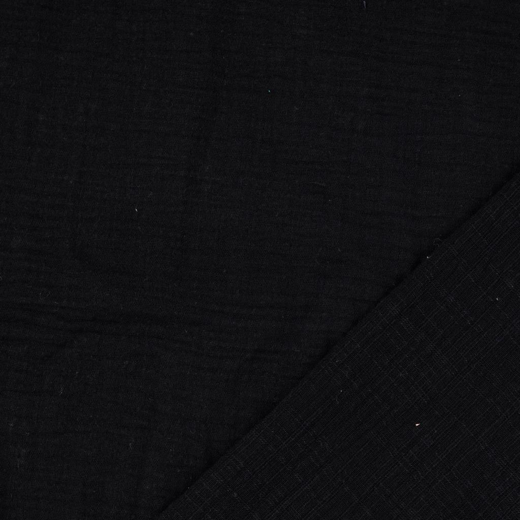 Double fabric of vintage cotton gauze - black