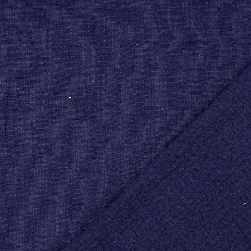 Double fabric of vintage cotton gauze - navy blue