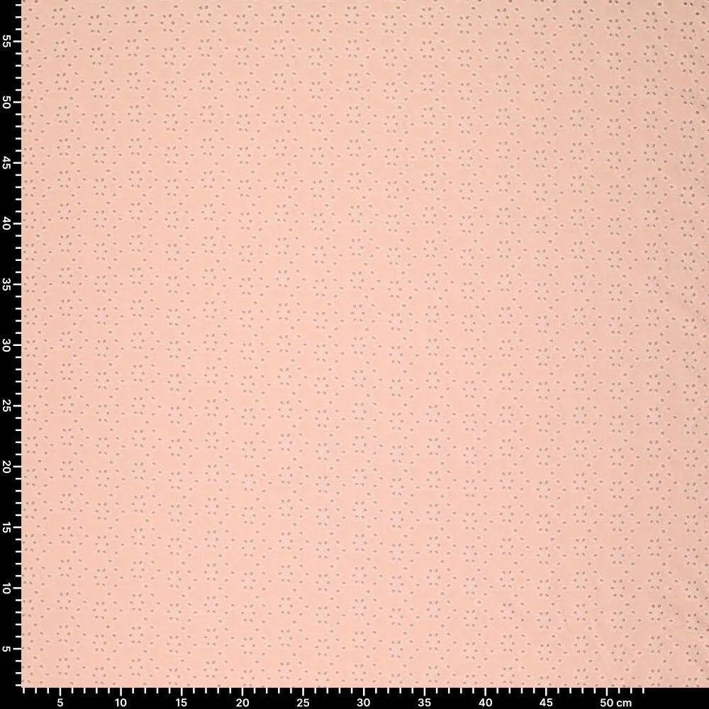 Tissu broderie anglaise extensible - Vieux rose