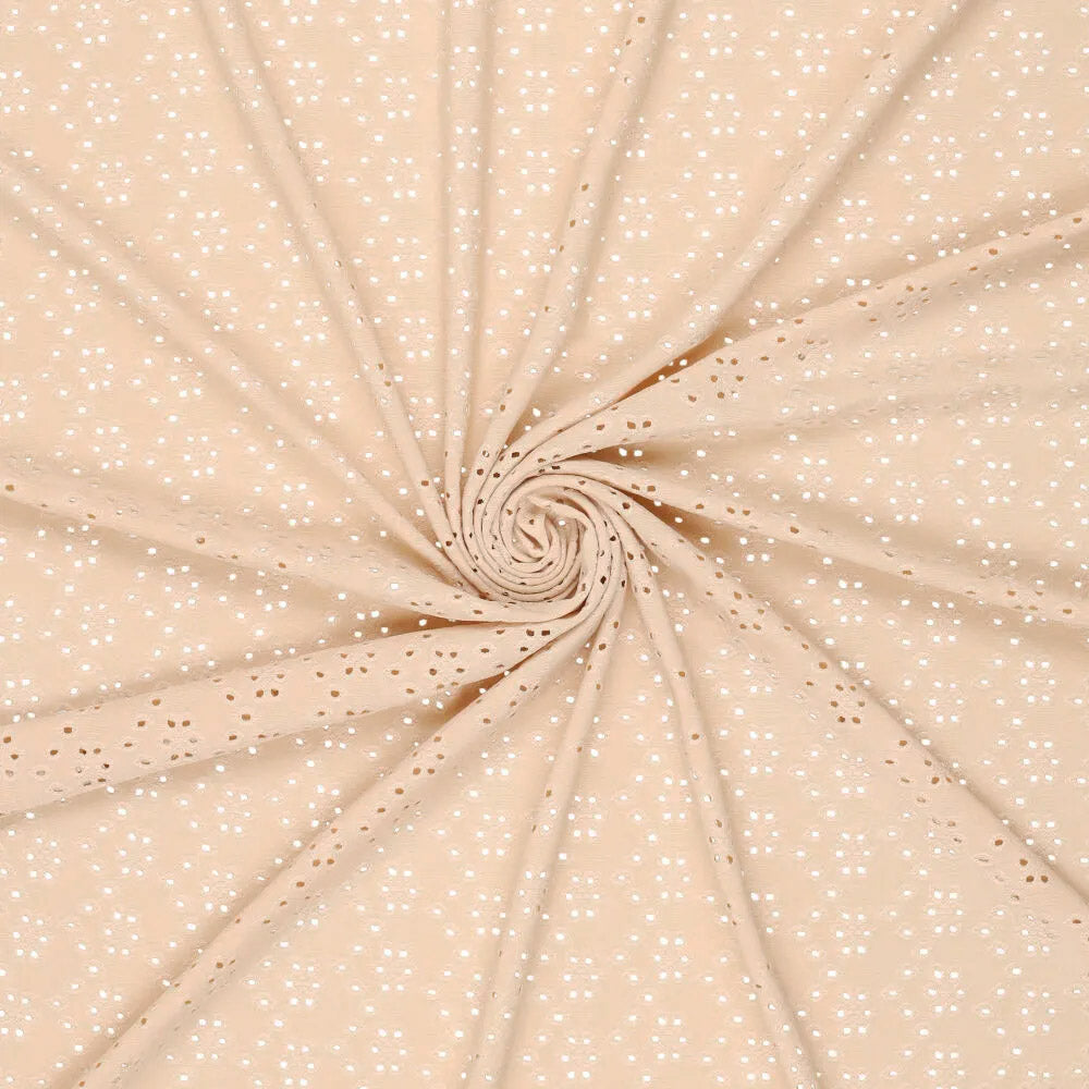 Extensible English embroidery fabric - light beige