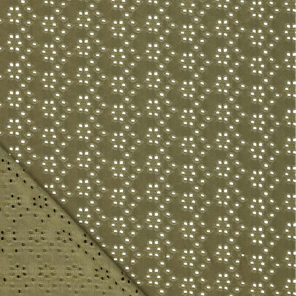 Extendable English embroidery fabric - Khaki