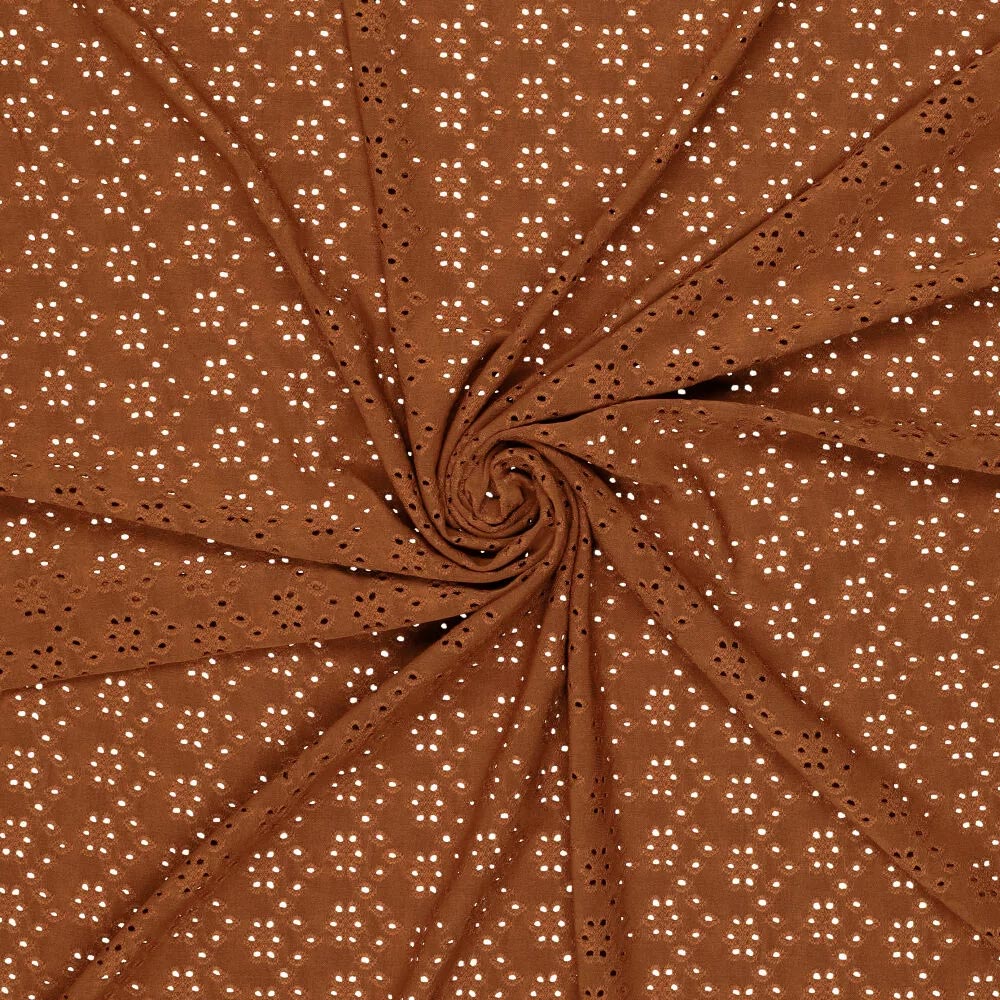 Extendable English embroidery fabric - hazelnut