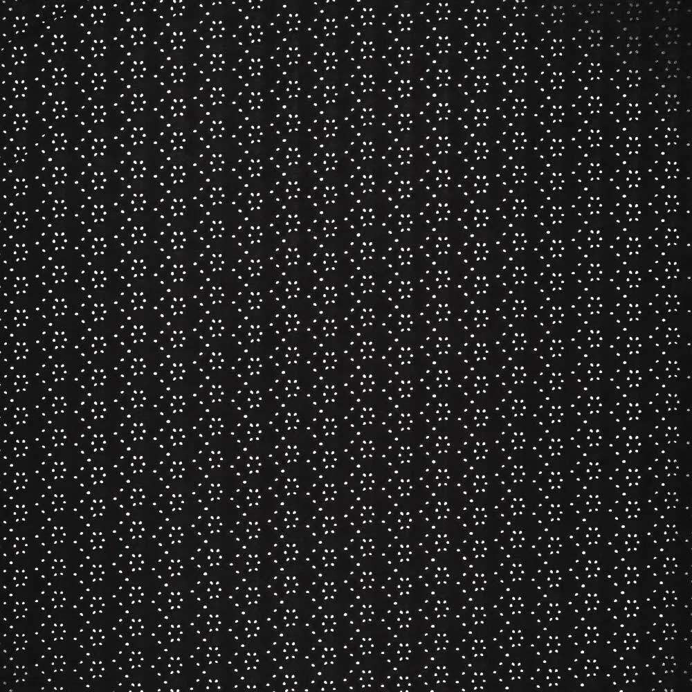 Tissu broderie anglaise extensible - Noir