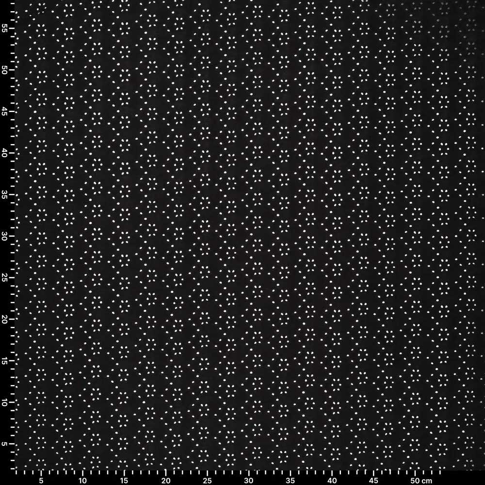 Tissu broderie anglaise extensible - Noir