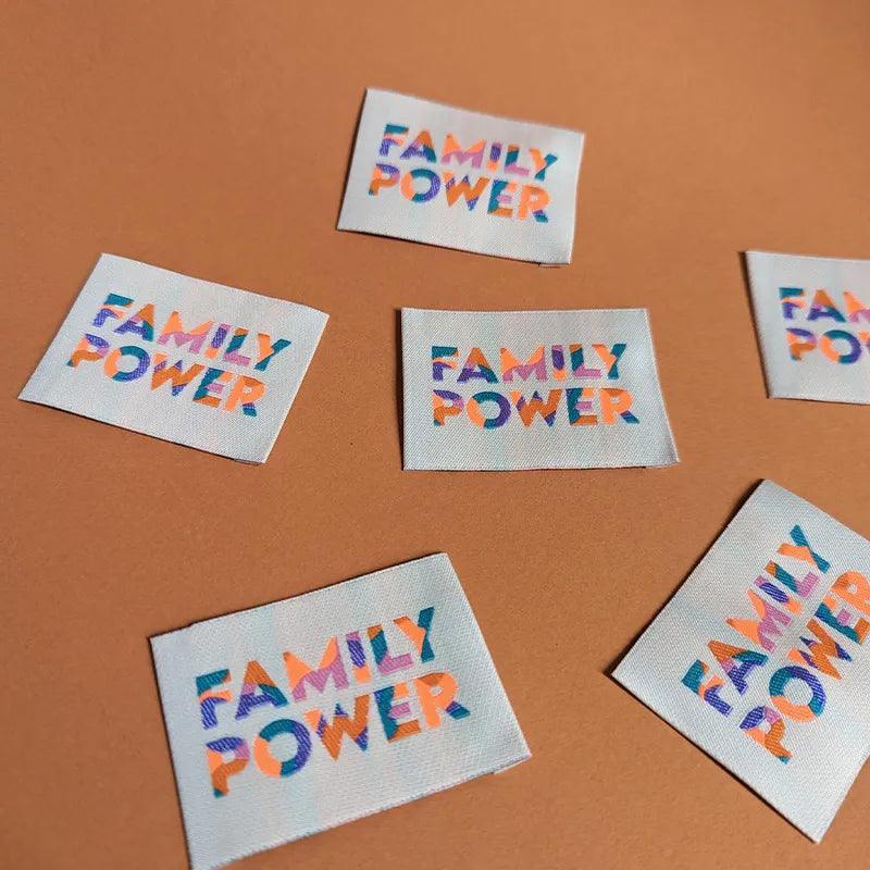 Set of 6 woven labels - Family Power