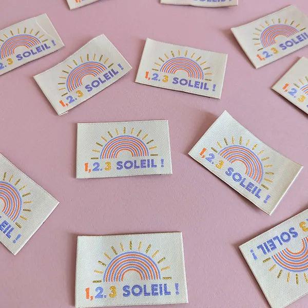 Set of 6 woven labels - 1, 2, 3 sun