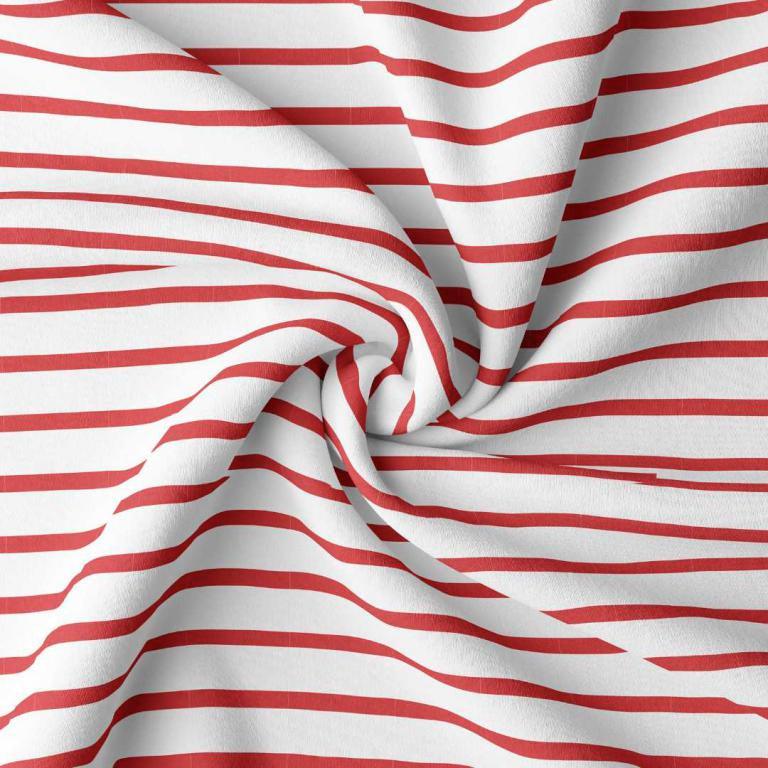 Tissu jersey rayé breton - Blanc et rouge