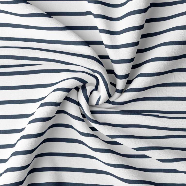 Breton striped jersey fabric - white and blue