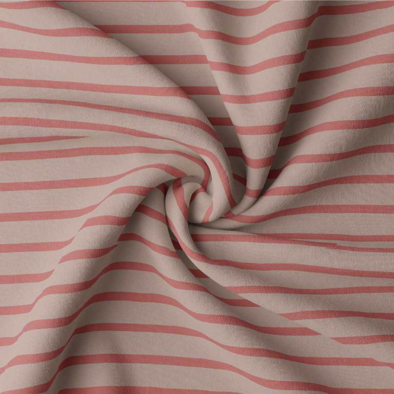 Breton Striped Jersey Stoff - Kiesel und Paprika