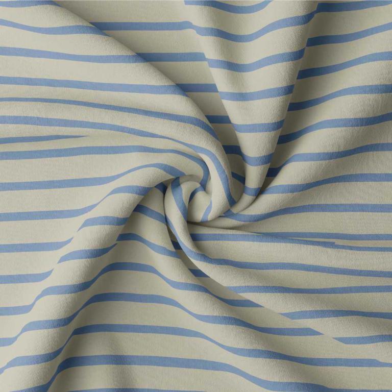 Breton striped jersey fabric - linen and baltic